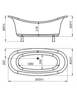 Ванна из искусственного камня Фэма Стиль Габриэлла на опорах красных 187x84 см